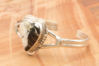 Gorgous *Sterling online Silver & White Buffalo Turquoise Stone Bracelet